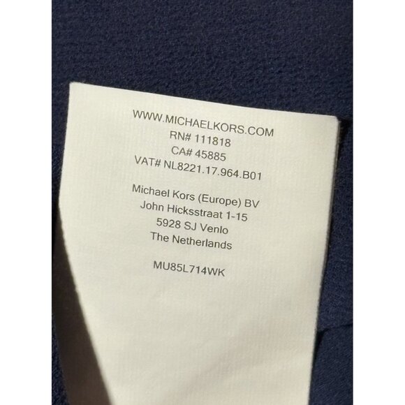 Michael Kors Mixed Woven Knit Layered Hem V-Neck 3/4 Sleeve Shirt Blue Size XS - Picture 5 of 8